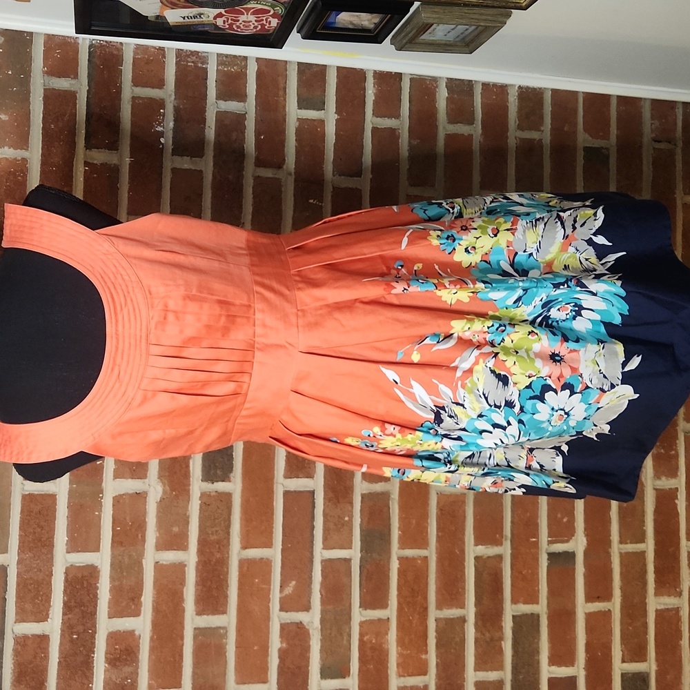 Spense Orange And Floral Sundress, Size 10 - Picture 6 of 8